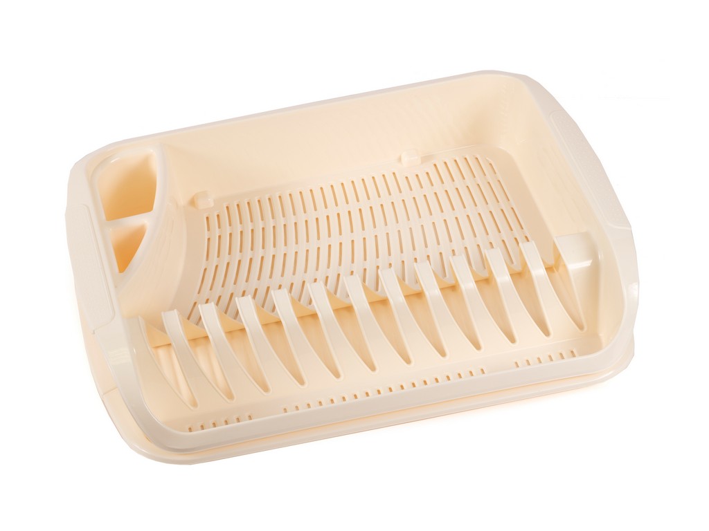 Подставка-сушка для посуды пластмассовая бежевая 39,5*29,5*8 см (арт. 431225307, код 231810) Арт.101643