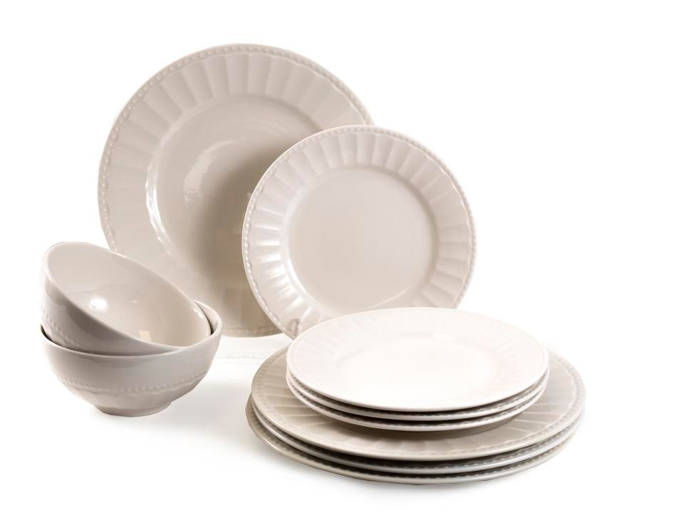 Набор посуды фарфоровой 12 пр.: 8 тарелок 20/26 см, 4 салатника 15 см (арт. 2740009)