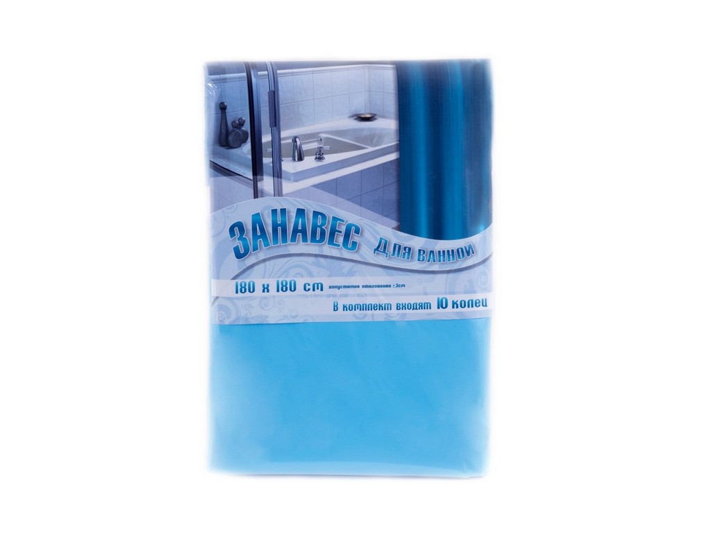 Занавес-Шторка для ванной полиэтиленовая голубая 180*180 см (арт. 6671-blue, код 308104) Арт.103917