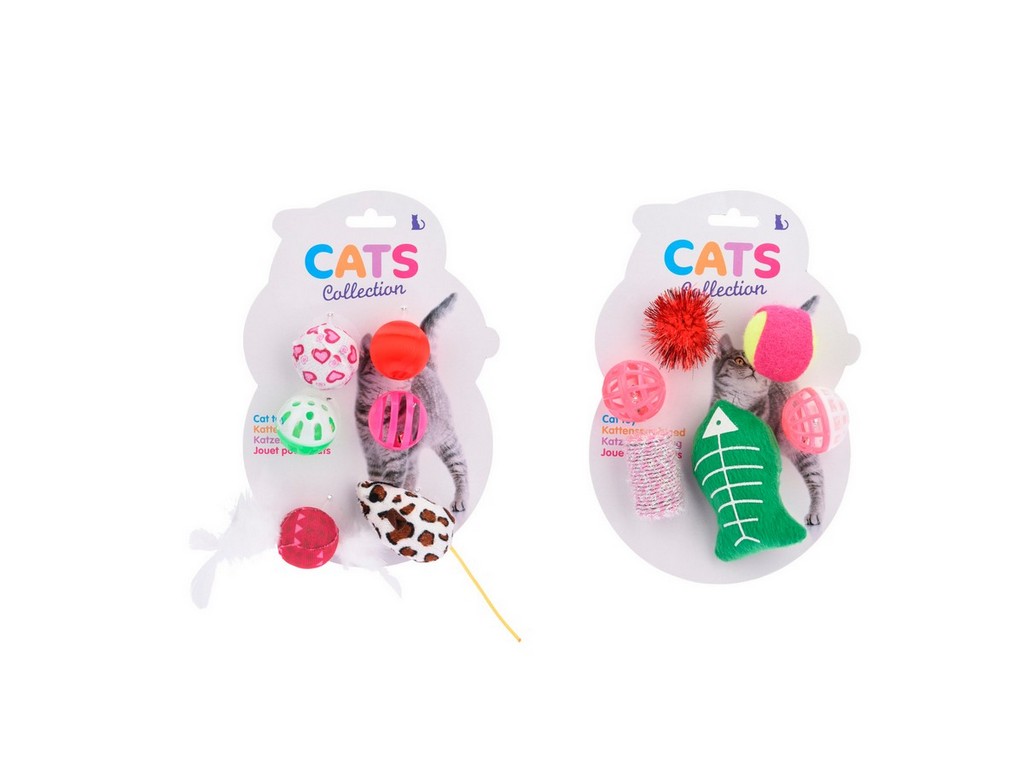 Набор игрушек для кота текстиль/пластмасса 6 шт. 