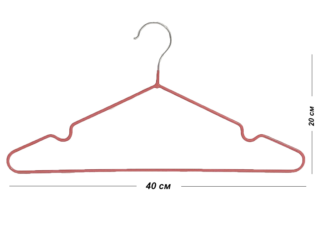 Набор вешалок для одежды металлическая с перекладиной 3 шт Арт.JMR 160 цвет - красный