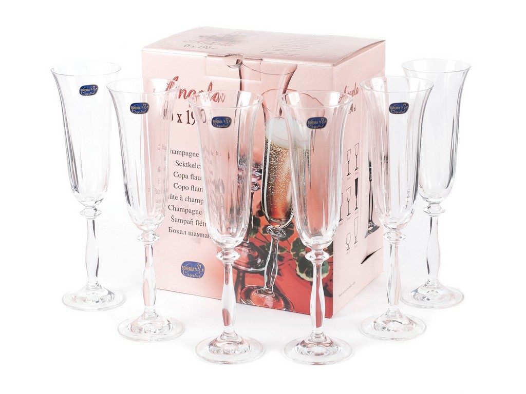 Набор бокалов для шампанского ANGELA граненых 6 шт. 190 мл Арт.22914