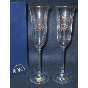 Набор бокалов для шампанского стеклянных декор. FLORA - 2 шт. 160 мл Арт.49300 - фото