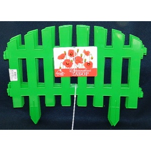 Забор пластмассовый декоративный зеленый 45*34,5 см 7 шт. в комплекте  Арт. 59752