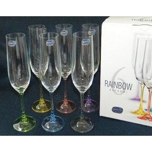 Набор бокалов для шампанского RAINBOW с цветными Ножками 6 шт. 190 мл Арт.60606 - фото