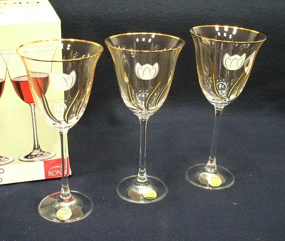 Набор бокалов для вина стеклянных декор FLORA - 6 шт. 260 мл Арт.41122