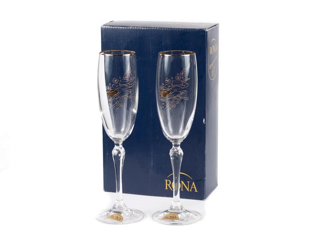 Набор бокалов для шампанского стеклянных декор. LUCIA - 2 шт. 160 мл Арт.49296 - фото