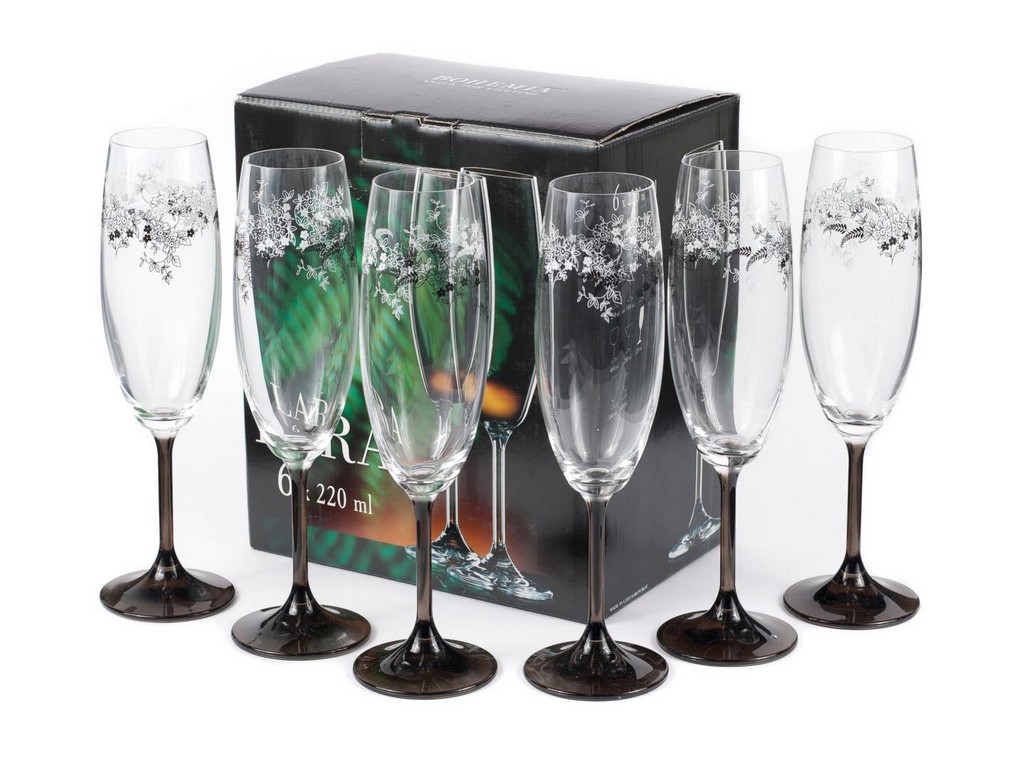 Набор бокалов для шампанского LARA декор. 6шт. 220 мл Арт.55242 - фото