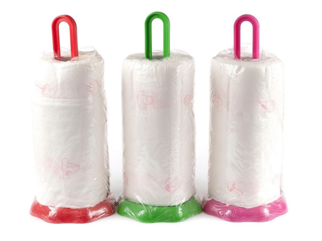 Подставка для бумажных полотенец пластмассовая + полотенца бумажные для вытирания рук 32 см  Арт. 57607