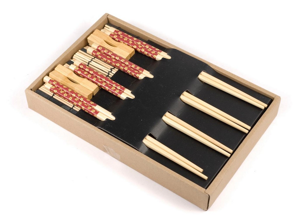 Набор для суши 12 пр.: 4 пары палочек для еды, 4 подставки для палочек, 4 подставки бамбук.  Арт. 58378