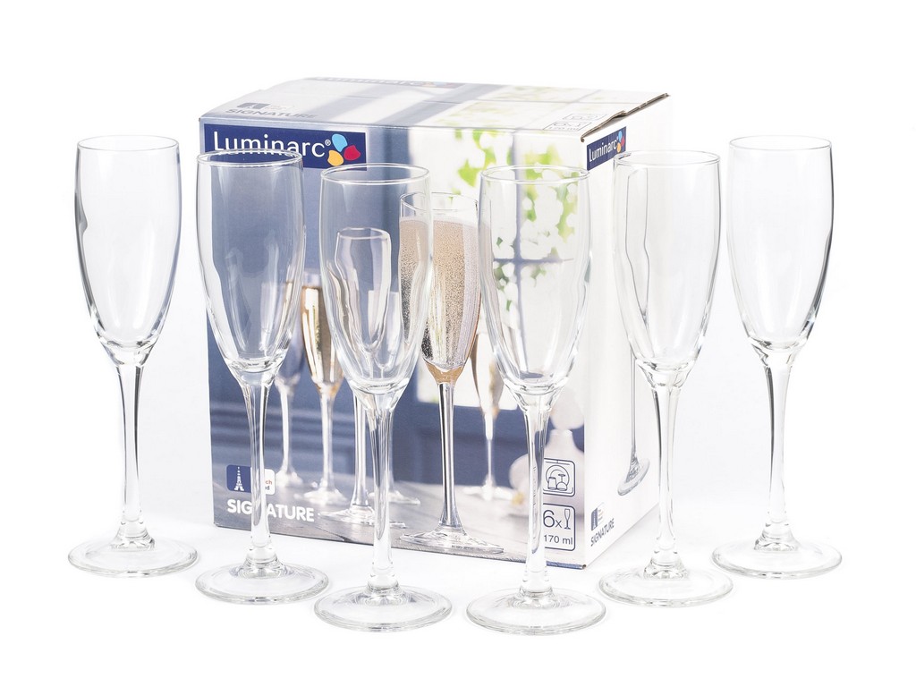 Набор бокалов для шампанского стеклянных SIGNATURE -  6 шт. 170 мл Арт.65509 - фото
