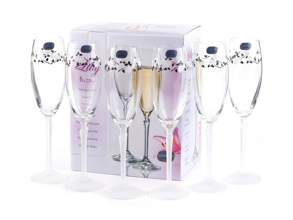 Набор бокалов для шампанского LILLY декор. 6шт. 220 мл Арт.68497 - фото