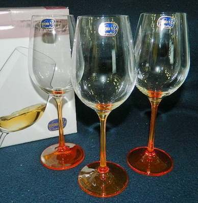 Набор бокалов для вина с оранжевой ножкой VIOLA  -  6 шт. 350 мл Арт.68504 - фото