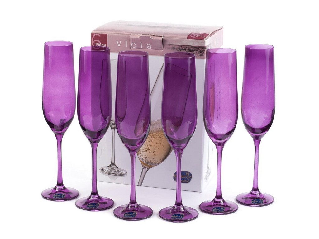 Набор бокалов VIOLA для шампанского сиреневые 6 шт. 190 мл Арт.68507 - фото