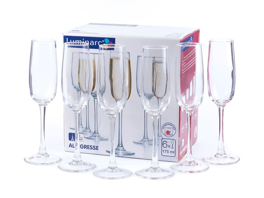 Набор бокалов для шампанского ALLEGRESSE стеклянных Арт 69394 - фото