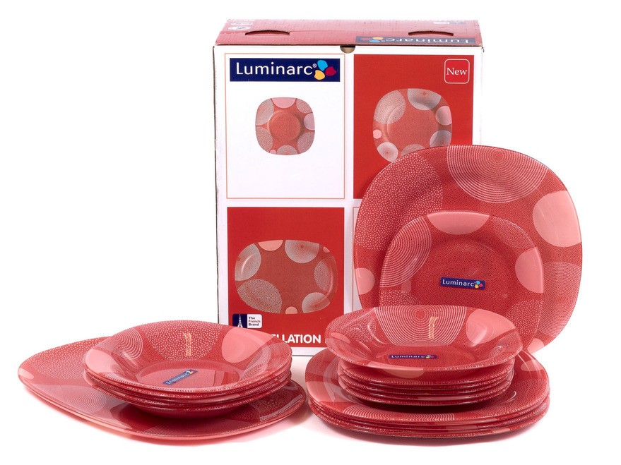 Набор посуды стеклянной Luminarc 19 пр.: 18 тарелок 19,5/21,5/25 см, блюдо 35 см  Арт.69620