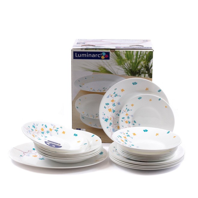 Набор посуды стеклокерамической Luminarc ''Zen'' 19 пр.: 18 тарелок 19,5/21,5/25 см, блюдо 35 см  Арт.69621