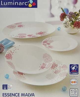 Набор посуды стеклокерамической Luminarc ''Malva'' 19 пр.: 18 тарелок 19,5/21,5/25 см, блюдо 35 см Арт.69623