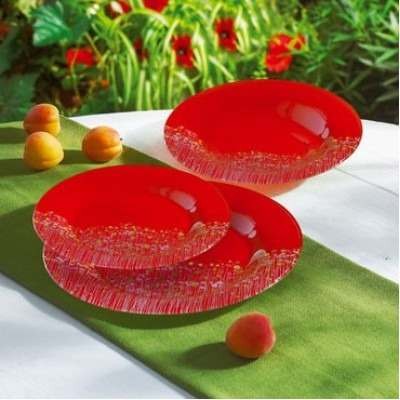 Набор тарелок стеклянных Luminarc ''Flowerfield red'' 18 шт. 25/21,5/19,5 см  Арт. 72818