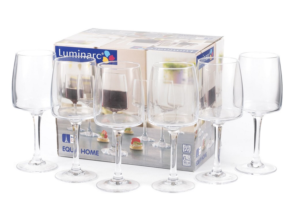 Набор бокалов для вина стеклянных EQUIP HOME -  6 шт. 350 мл  Арт. 73759 - фото