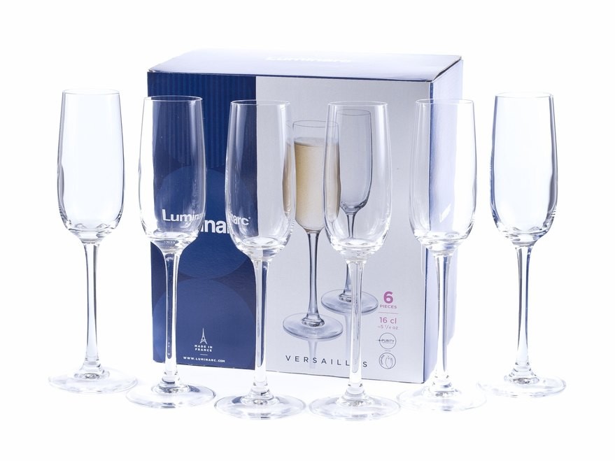 Набор бокалов для шампанского стеклянных VERSAILLES -  6 шт. 160 мл Арт. 73769 - фото