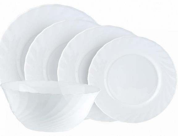 Набор посуды стеклокерамический Luminarc ''Trianon'' 19 пр.: 18 тарелок 19,5/22,5/24,5 см, салатник 24 см  Арт.74484