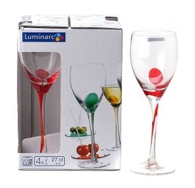 Набор бокалов для вина стеклянных Luminarc DRIP RED -  4 шт. 270 мл  Арт. 74498 - фото
