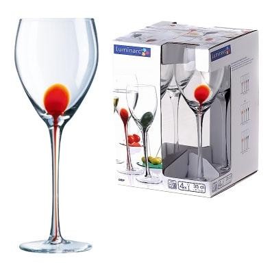 Набор бокалов для вина стеклянных Luminarc DRIP RED -  4 шт. 350 мл Арт. 74499 - фото