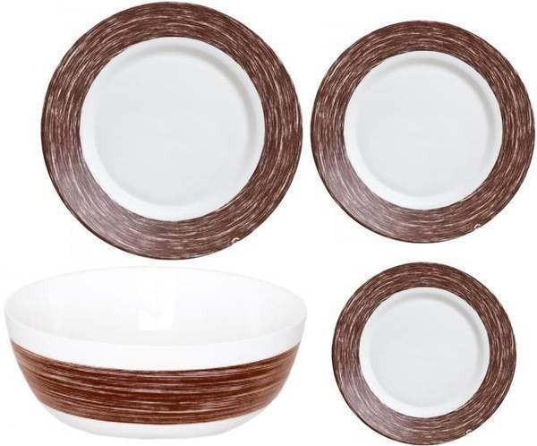 Набор посуды стеклокерамический Luminarc ''Color Days Chocolat'' 19 пр.: 18 тарелок 19/22/24 см, салатник 21 см  Арт.74510 - фото