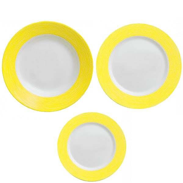 Набор тарелок стеклокерамических Luminarc ''Color Days Yellow'' 18 пр.: 18 тарелок 19/22/24 см Арт. 74521 - фото