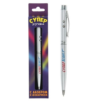Ручка шариковая металлическая с лазером и фанариком ''Супер-агент'' 13,5 см Арт. 75886
