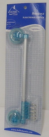 Вешалка настенная пластмассовая 5 крючков на присосках 34,5*11,5*4 см Арт. 76162