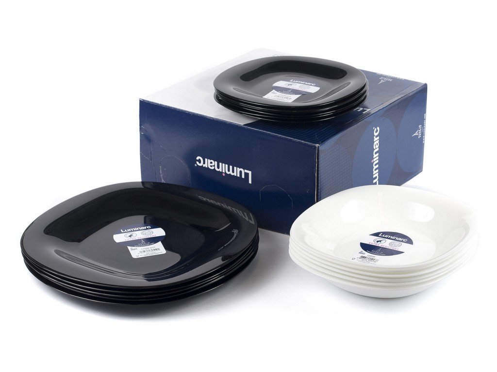 Набор тарелок стеклокерамических Luminarc ''Carine Black/White'' 18 шт. 19/21/26 см  Арт. 76261