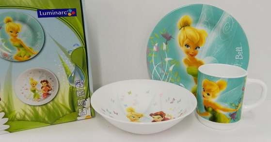 Набор для завтрака стеклянный детский ''Fairies Butterfly'' 3 пр.: Тарелка 19 см, Салатник 16 см, Чашка 250 мл  Арт. 76939 - фото
