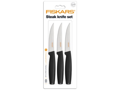 Набор ножей с зубчатым лезвием 3 шт. черный Functional Form Fiskars (1014280) (FISKARS)