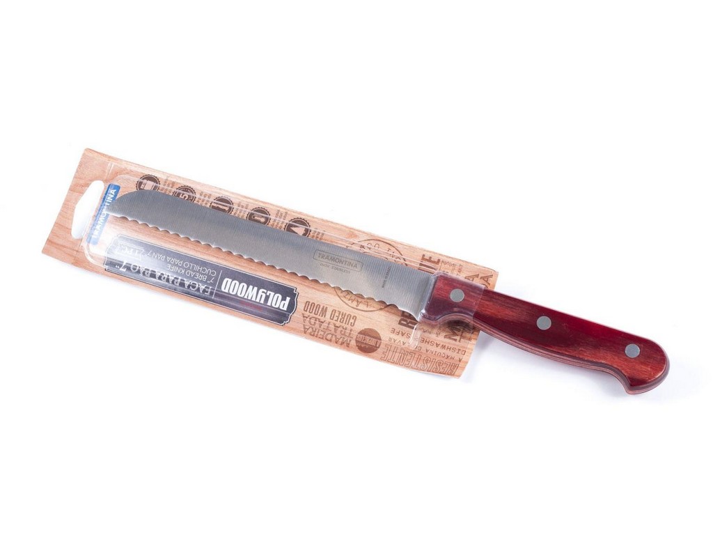 Нож металлический для хлеба ''Polywood'' с деревянной ручкой 30/17,5 см  Арт. 80475 - фото