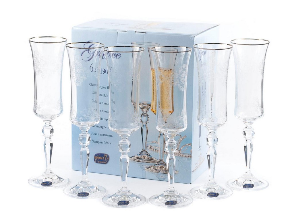 Набор бокалов для шампанского декор. GRACE  6 шт. 190 мл Арт. 80941 - фото