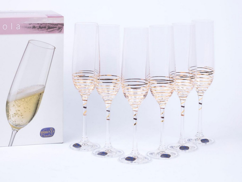 Набор бокалов для шампанского Viola декор. 6 шт. 190 мл  Арт.81690 - фото
