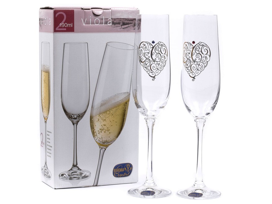 Набор бокалов для шампанского Viola декор. 2 шт. 190 мл Арт.81698 - фото