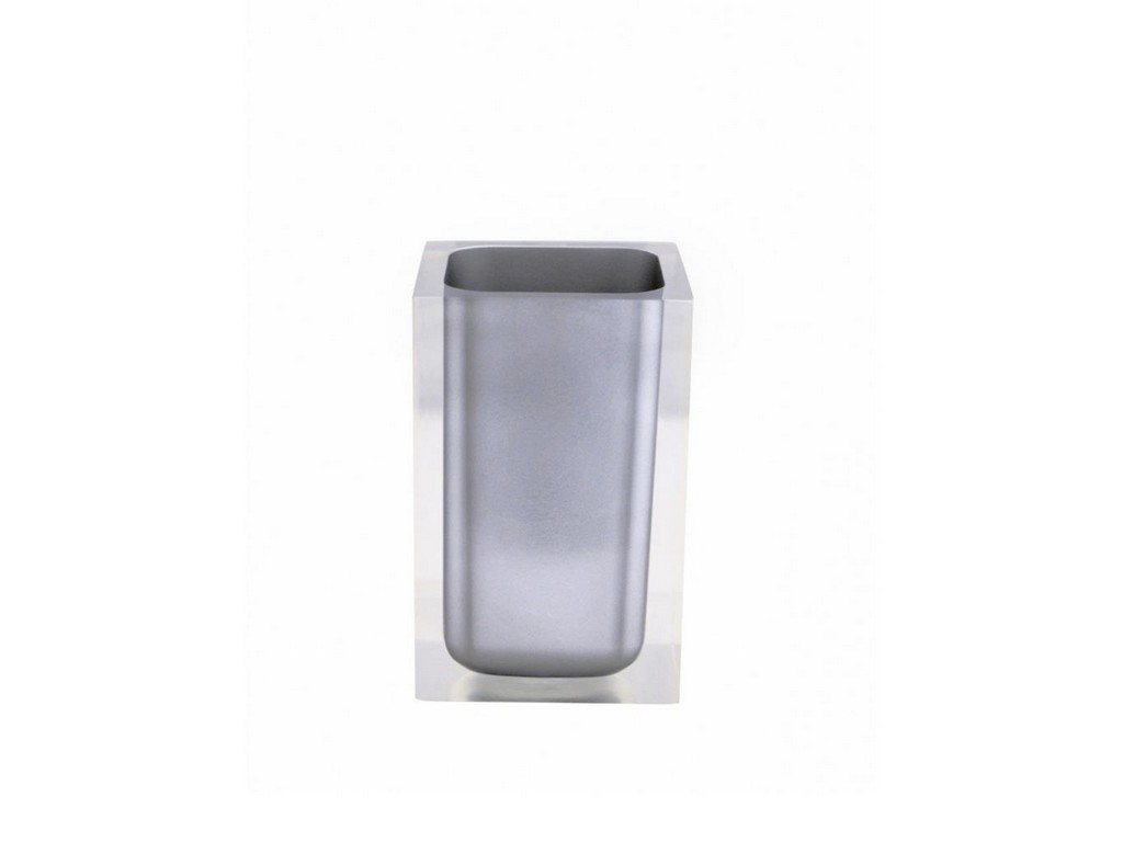 Стакан туалетный полирезин ''colours silver'' 7*7*11 см Арт.82101
