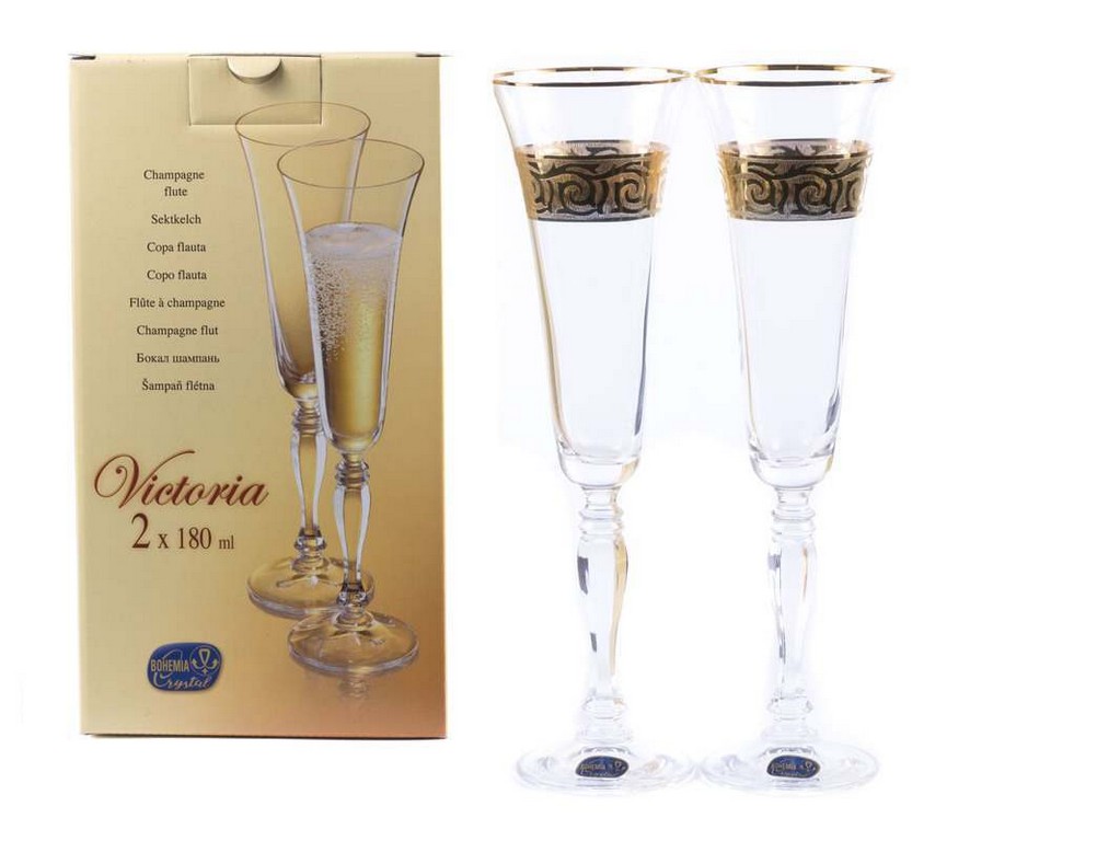 Набор бокалов для шампанского Victoria декор. 2 шт. 180 мл Арт.82163 - фото