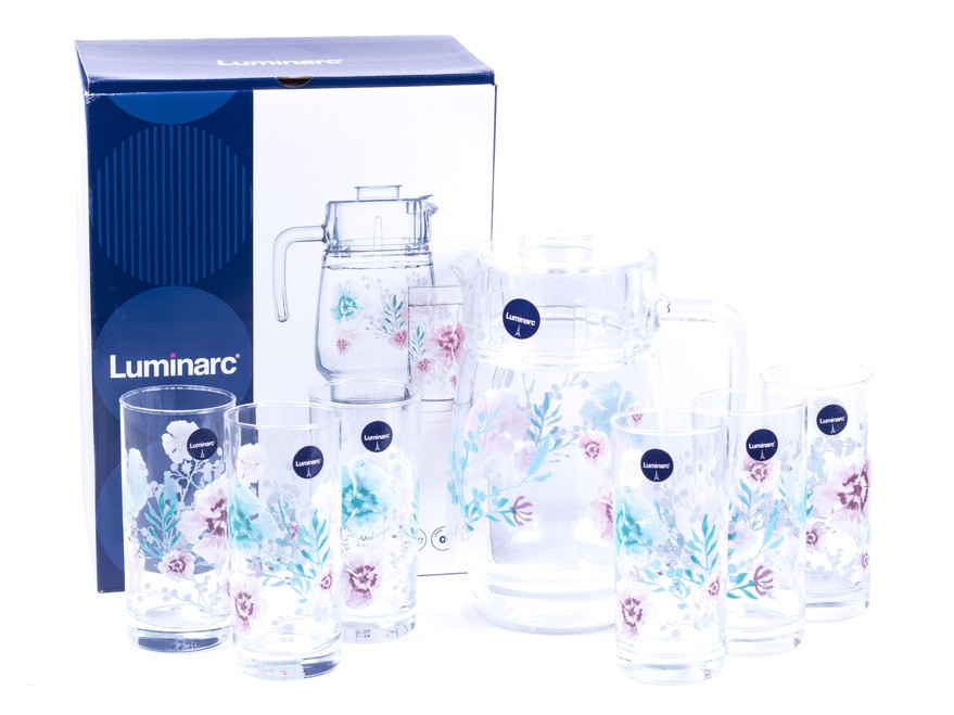 Набор для питья стеклянный Luminarc ''sabline'' 7 пр.: кувшин 1,6 л, 6 стаканов 270 мл  Арт.85034