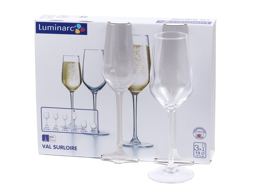 Набор бокалов для шампанского стеклянных Luminarc ''val surloire'' 3 шт. 190 мл Арт.85563