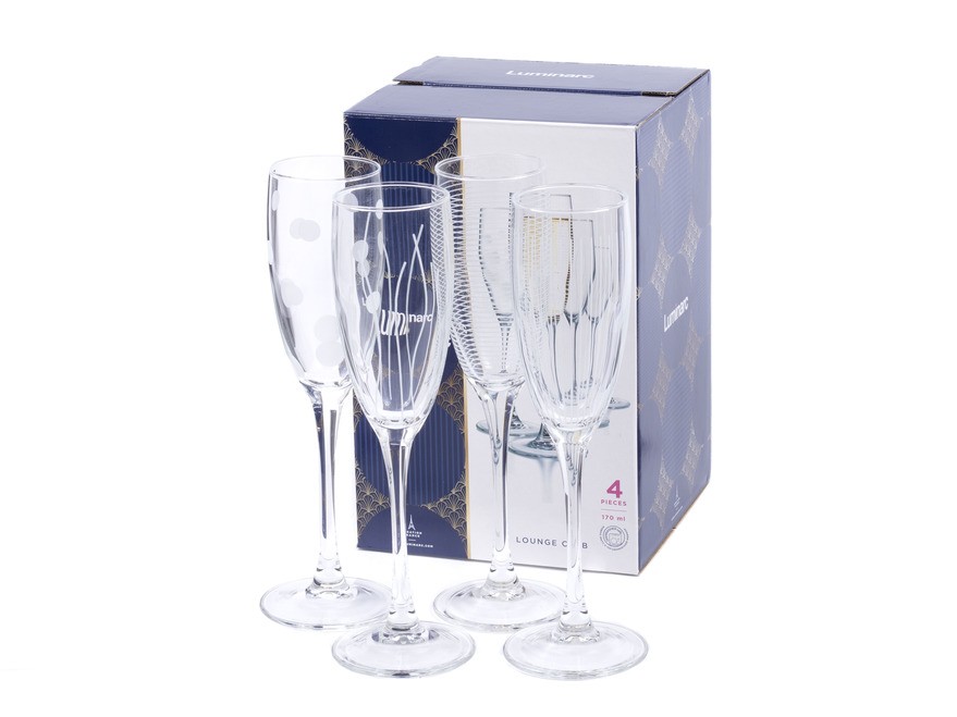 Набор бокалов для шампанского стеклянных Luminarc ''lounge club'' 4 шт. 170 мл  Арт.85661 - фото