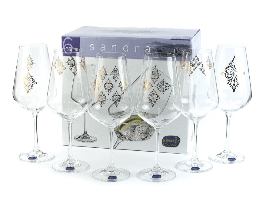 Набор бокалов для воды стеклянных декор. ''Sandra'' 6 шт. 550 мл Арт.85860
