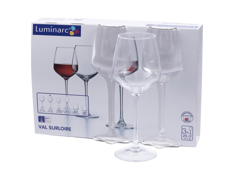 Набор бокалов для вина стеклянных ''val surloire'' 3 шт. 250 мл Арт.86530 - фото