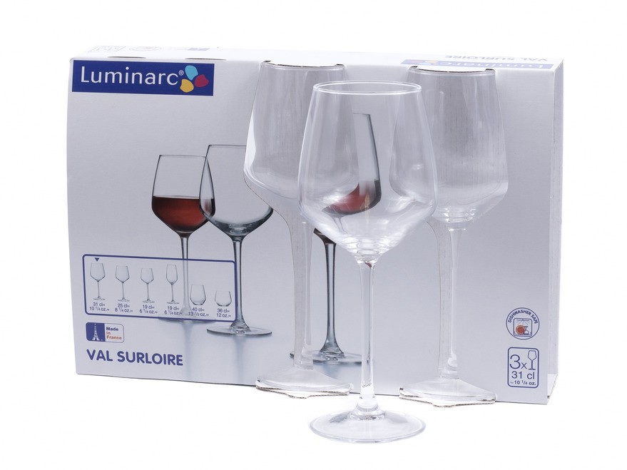Набор бокалов для вина стеклянных ''val surloire'' 3 шт. 310 мл Арт.86531 - фото