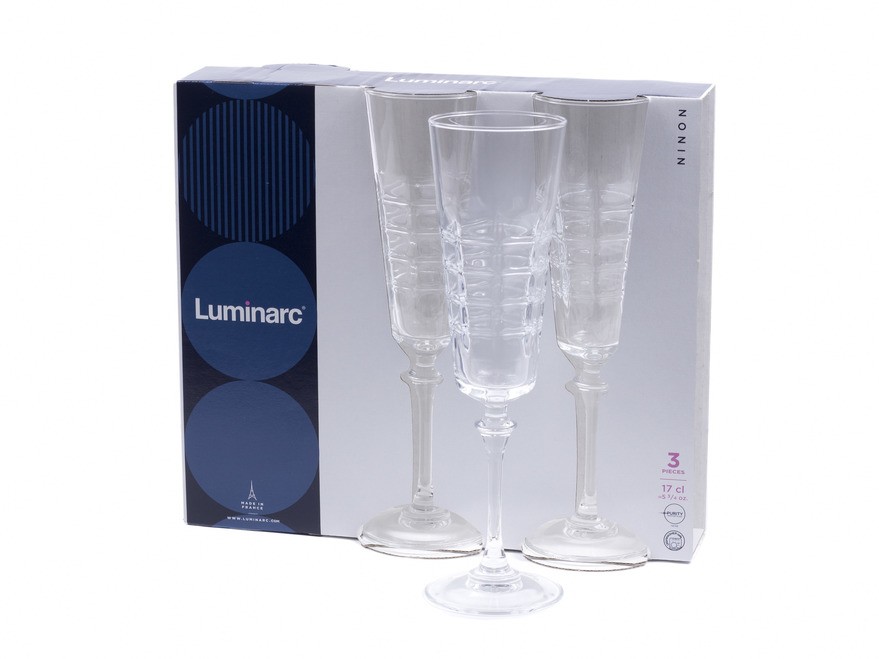 Набор бокалов для шампанского стеклянных ''ninon'' 3 шт. 170 мл  Арт.86532