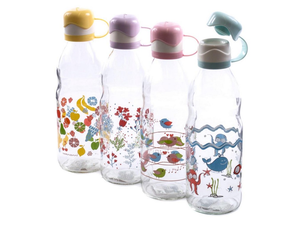 Бутылка стеклянная для питья с пластмассовой крышкой 1000 мл (арт. M-283, код 832838) Арт.86962