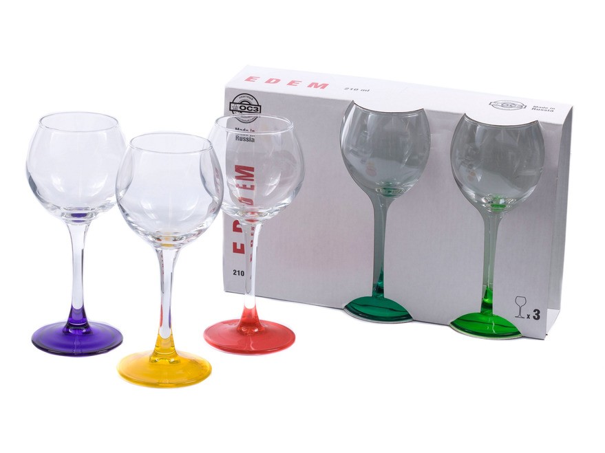 Набор бокалов для вина стеклянных ''эдем'' 3 шт. 210 см (арт. 14с1776лм, код 026296) Арт.89160 - фото